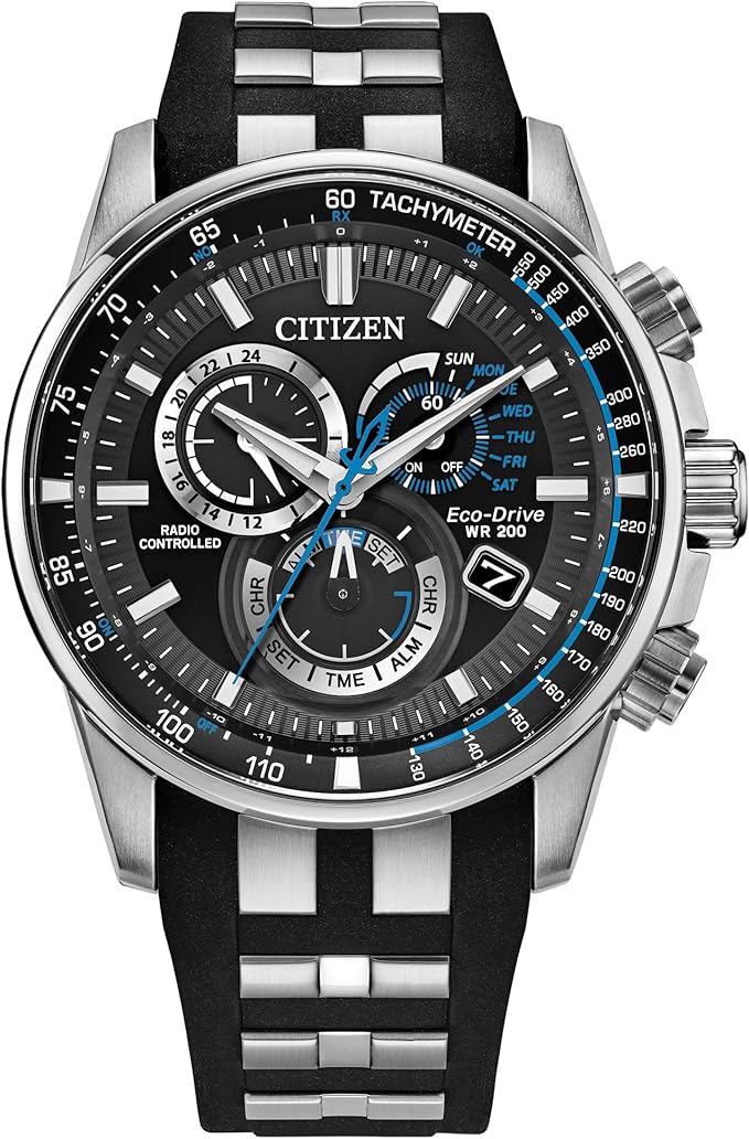 Men's Eco-Drive Sport Luxury PCAT Chronograph Watch - Stainless Steel & Polyurethane Strap